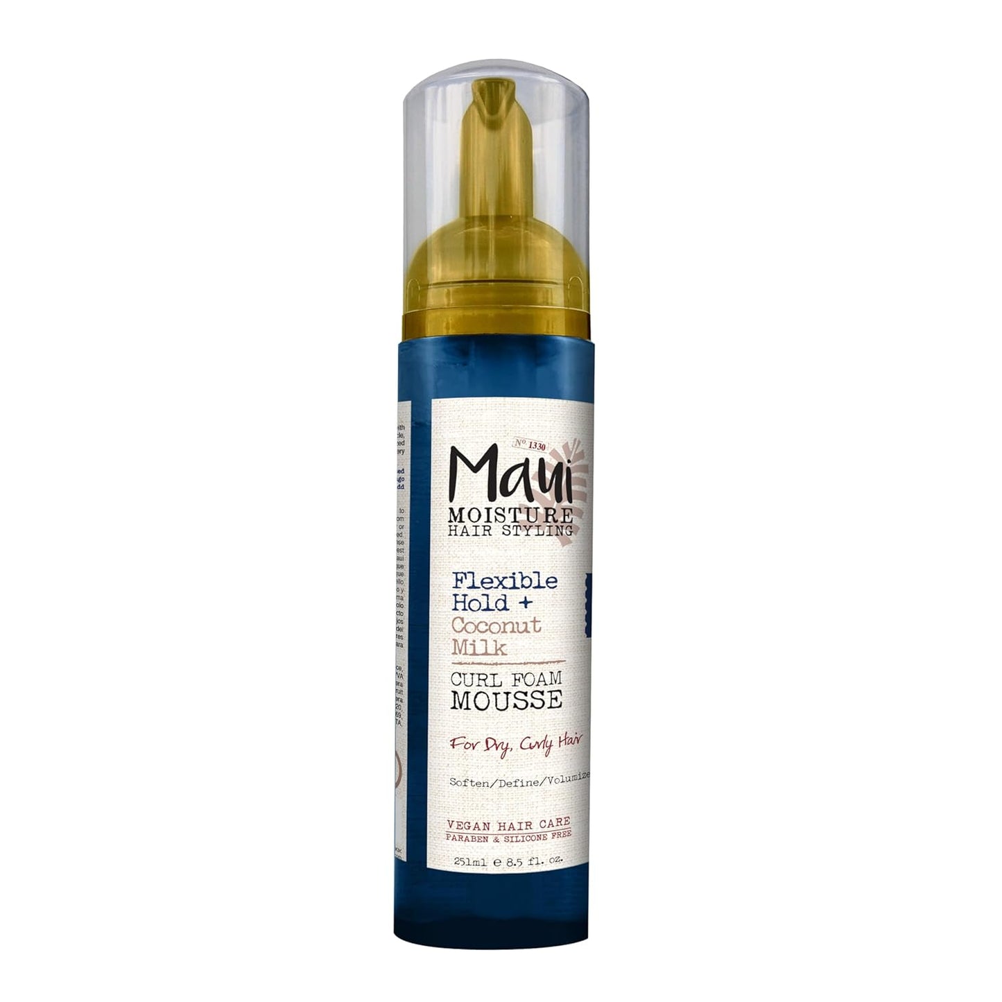 Maui Moisture Mousse de espuma flexible para rizos de leche de coco, para peinado de cabello rizado, sin alcohol de secado, parabenos o silicona