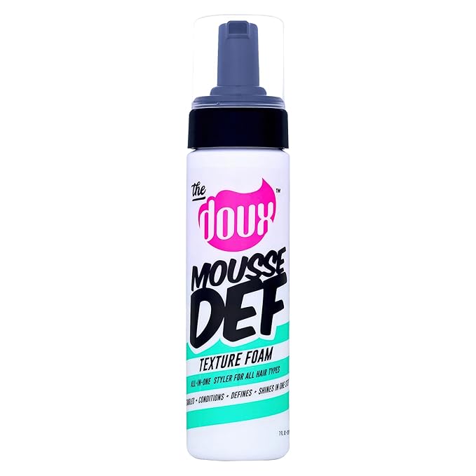 The Doux Mousse multiusos para cabello rizado, espuma de textura Def para peinar, definición de rizos, volumen y brillo