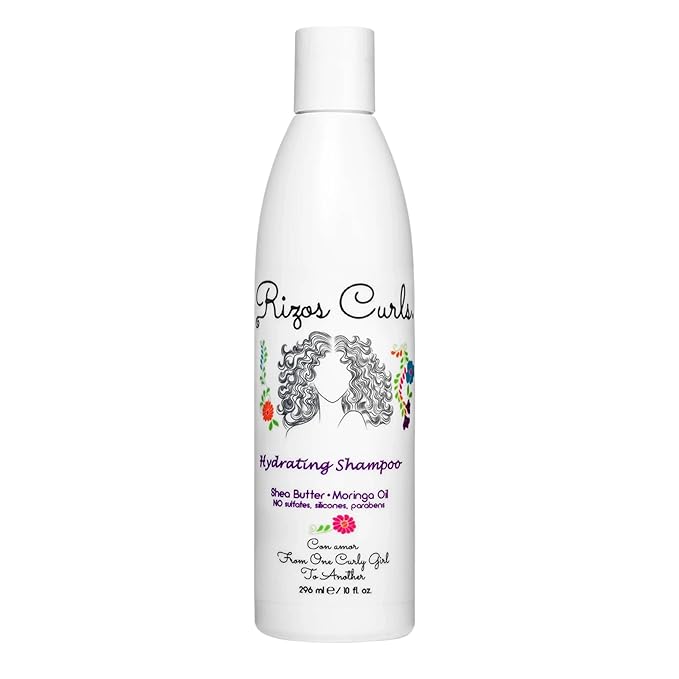 Rizos Curls Champú hidratante, limpia suavemente, hidrata profundamente y nutre el cuero cabelludo, cabello suave y saludable de manteca de karité y aceite de moringa, para todo tipo de cabello