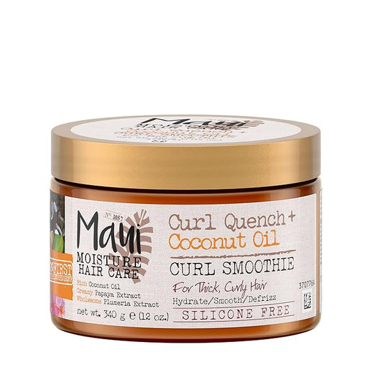 Maui Moisture - Curl Quench + aceite de coco, licuado de frutas hidratante y desenredante para pelo con rizos apretados, define los rizos y es antiencrespamiento