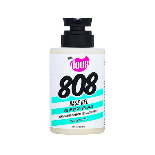 The Doux 808 Gel definidor de rizos base para cabello natural, gel de peinado de fijación media con miel, aloe y raíz de malvavisco, potenciador de rizos antiencrespamiento
