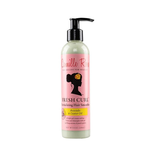 Camille Rose Fresh Curl Hair Styling Loción y desenredante, con aguacate y aceite de ricino, para hidratar y promover el crecimiento del cabello, para todo tipo de cabello, 8 onzas