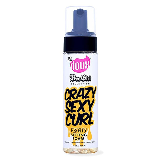 Crema de rizos y mousse fijadora para cabello rizado CRAZYSEXYCURL Espuma de miel para rizos sin calor durante la noche, control de encrespamiento, brillo y humedad