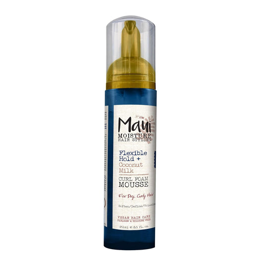 Maui Moisture Mousse de espuma flexible para rizos de leche de coco, para peinado de cabello rizado, sin alcohol de secado, parabenos o silicona