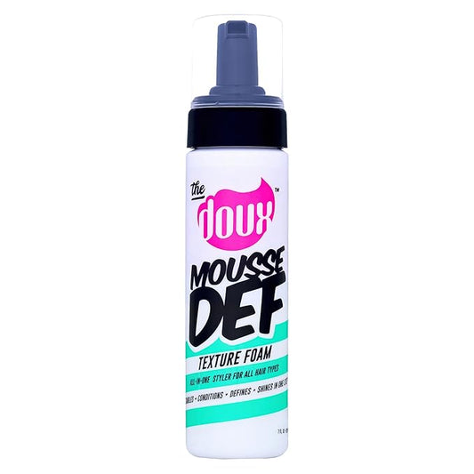 The Doux Mousse multiusos para cabello rizado, espuma de textura Def para peinar, definición de rizos, volumen y brillo