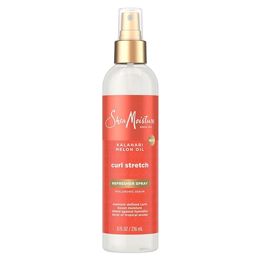 SheaMoisture Curl Stretch Refresher Spray Kalahari Aceite de melón y aceite de marula entre el ensanchador estilo lavado aumenta la hidratación, combate la humedad y el encrespamiento con suero