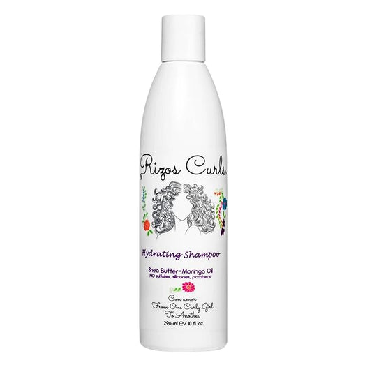 Rizos Curls Champú hidratante, limpia suavemente, hidrata profundamente y nutre el cuero cabelludo, cabello suave y saludable de manteca de karité y aceite de moringa, para todo tipo de cabello
